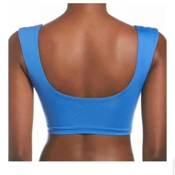 Nike Swim NWT Sz L Pacific Blue Fitted Crop Top & La Blanca Prism Palm Buttom - Picture 4 of 8